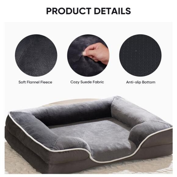 Dog Bed 24"x18" Orthopedic Dog Sofa Bed Small, Supportive Foam Pet Couch - Picture 3 of 5